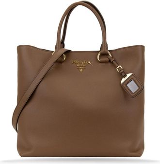 Prada Leren Dames Schoudertas Magnetische Sluiting - Dames - Shoppers - Bruin - ONE Size - Tassen