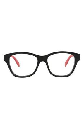 Alexander McQueen 52mm Square Optical Glasses in Black Black Transparent at Nordstrom Rack