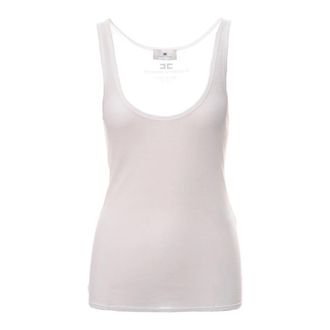 Elisabetta Franchi Sleeveless Tops, female, White, Size: S Madonna Neck Tank Top