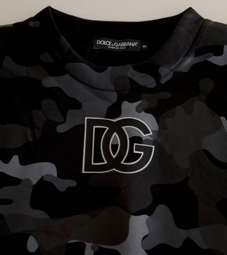 Dolce & Gabbana Womens Black Camouflage Round Neck Sweatshirt Sweater Viscose Nylon Clothing