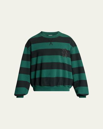 Balenciaga Mens Stripe Logo Crest Crewneck Sweatshirt