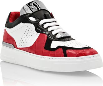 Philipp Plein LO-TOP SNEAKERS SILVER $URFER COCCO PRINT