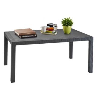 Dmora Dmora - Mesa De Jard&iacute;n Pickering, Base De Picnic, Mesa De Comedor De Jard&iacute;n, Banco Multiusos Para Exterior, 95x161 H75 Cm, Antracita