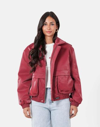 Sixth June Giacca squadrata in pelle vegana sintetica bordeaux-Rosso