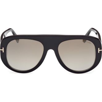 Tom Ford 55mm Pilot Sunglasses in Shiny Black /Brown Mirror at Nordstrom Rack