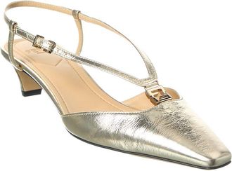 Fendi FFold Leather Slingback Pump