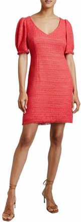 Santorelli Bianca Shift Tweed Dress with Puff Sleeves in Vermilion at Nordstrom, Size 4