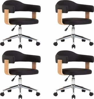 vidaXL Sillas de comedor giratorias 4 unidades cuero sintético negro vidaXL