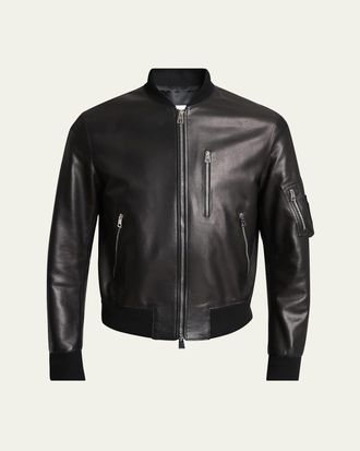 Givenchy Mens Leather Shrunken Jacket
