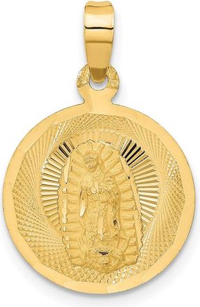 Diamond2Deal 14k Yellow Gold Diamond-cut Solid Our Lady Of Guadalupe Round Pendant