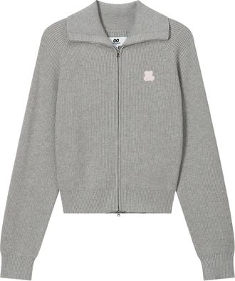 Chocoolate Cardigan a coste con zip - Grigio