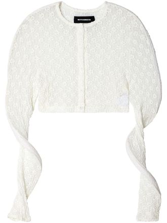 Melitta Baumeister Spiral floral-embroidered cropped cardigan - White