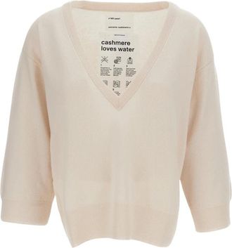 Extreme Cashmere V-hals Trui - Dames - Cashmere truien - Beige - ONE Size - Kasjmier - Truien & Vesten