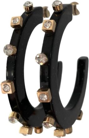 Smith & Co Womens Small City Girl Jewel Hoop Earring In Black Crystal