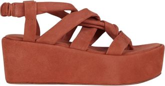 Cortana Platform Sandal met Gewatteerde Binnenzool - Dames - Sleehakken - Rood - 40 EU - Leer - Schoenen