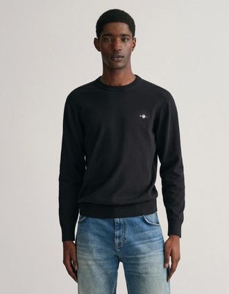 GANT Mens GANT Mens Classic Cotton Crew Neck Jumper - 5 Black - Size: 42