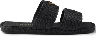 Prada Raffia slippers - Zwart
