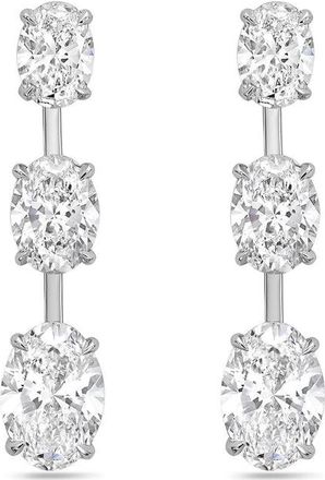 Diana M. Jewels 14kt White Gold 13ct Lab Grown Graduated Oval Diamond Drop Earrings with Bar Spacing