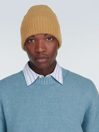 Acne Studios Mens Korval Wool Blend Beanie Beige Accessories > Beanies & Hats
