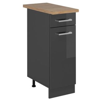 Vicco Mueble Bajo De Cocina R-line, Antracita Alto Brillo, 30 Cm, Et Roble