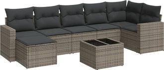 vidaXL Vidaxl - Set De Sof&aacute;s De Jard&iacute;n 8 Pzas Y Cojines Rat&aacute;n Sint&eacute;tico Gris