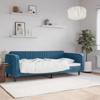 vidaXL Sof&aacute; Cama Sin Colch&oacute;n Terciopelo Azul 90x200 Cm Vidaxl