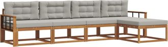 vidaXL Conjunto De Sof&aacute;s De Exterior 5 Uds. Gris Natural Y Claro Vidaxl