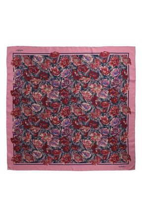 Valentino Garavani Apr&egrave;s LHiver Poppy Print Silk Square Scarf in Blue/Pink at Nordstrom