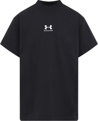 Balenciaga Black Logo-Embroidered T-shirt
