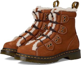 Dr. Martens 1460 Lace To Toe Fur Lined Boots Womens Boots Tan : UK 7 (US Womens 9) M, Faux Fur