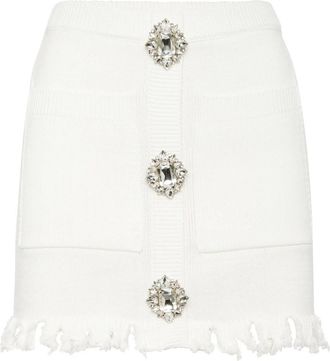 Philipp Plein Knit Short Skirt Monogram - Dames - Korte rokken - Wit - S - Katoen - Rokken