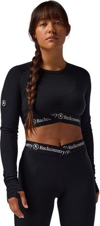 Backcountry Cedars RWS Merino Lt-Wt Baselayer Cropped Crew Top - Womens in Black at Nordstrom, Size Xx-Large