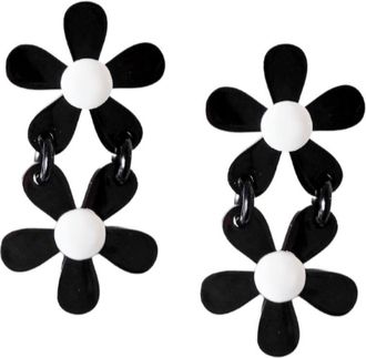 Sunshine Tienda Womens Stacked Flower Earrings In Black