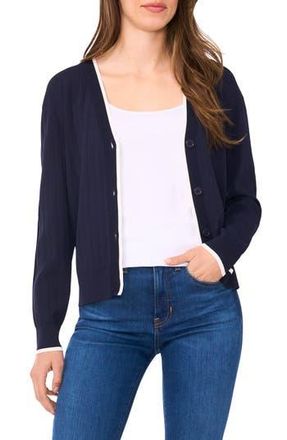 Halogen Tipped V-Neck Cardigan in Navy Depths at Nordstrom Rack, Size Xx-Small