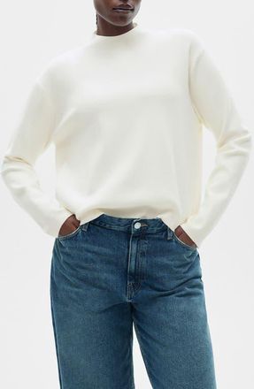 Mango Mock Neck Sweater in Light Beige at Nordstrom, Size Medium