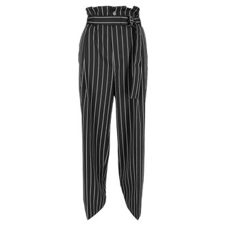 Tod's Tods Striped Belted Trousers in Black Wool