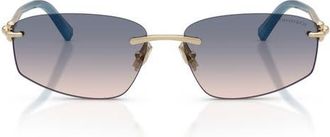 Tiffany & Co. 59mm Irregular Rectangular Sunglasses in Gold /Brown Gradient Blue at Nordstrom