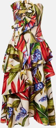 Farm Rio Floral ruffled cotton midi dress