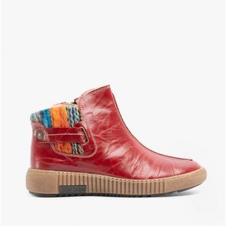 Josef Seibel MAREN 19 Womens Leather Ankle Boots Hibiscus/Combi - Red - Size UK 4.5