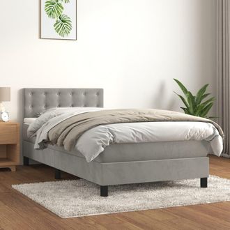 vidaXL Cama Box Spring Con Colch&oacute;n Terciopelo Gris Claro 80x200 Cm Vidaxl
