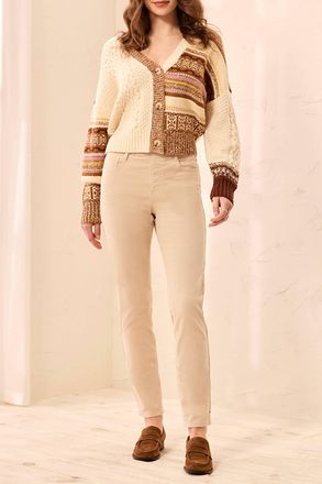 Tribal Cord Audrey Pull-On Slim Ankle Pants In Cream-0026