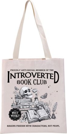 Generic PYOUL Funny Introverted Book Gift Introverted Book Club Tote Bag Romance Reader Gift Book Lover Gift (Introverted Book Club T)