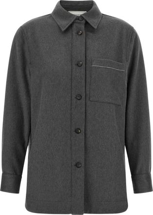 PESERICO Overhemden, Dames, Grijs, L, Wol, Overshirt