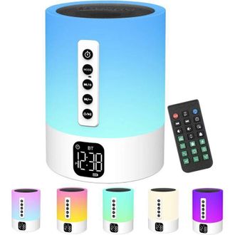 OEM Reloj Despertador Infantil Con Luz - Altavoz Bluetooth 5.0 - L&aacute;mpara De Noche T&aacute;ctil Con 3 Niveles De Brillo - M&aacute;quina De Ruido Blanco Relajante -crez