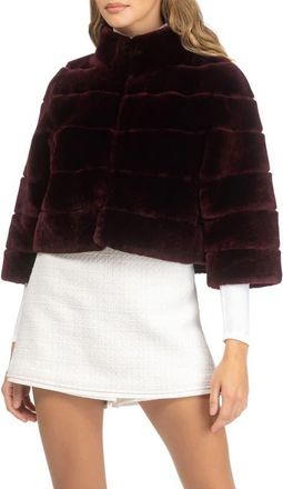 Gorski Genuine Shearling Cropped Bolero with Cropped Sleeves in Burgundy at Nordstrom, Size X-Large
