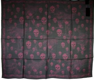 Alexander McQueen Womens Black / Light Purple Multiskull Print Silk Scarf
