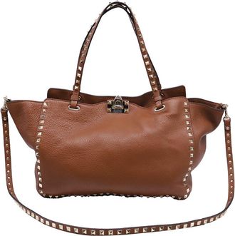 Valentino Burgundy Leather Medium Rockstud Tote (Authentic Pre-Loved)