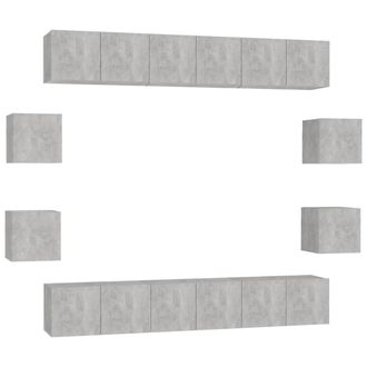 vidaXL Set De Muebles De Sal&oacute;n 10 Pzas Madera Ingenier&iacute;a Gris Hormig&oacute;n Vidaxl