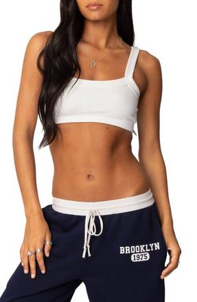 Edikted Sariah Rib Crop Top in White at Nordstrom, Size X-Small