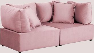 Sklum Sklum - Sofá modular de 2 piezas con 2 sillones esquineros en terciopelo Kata Rosa Vino